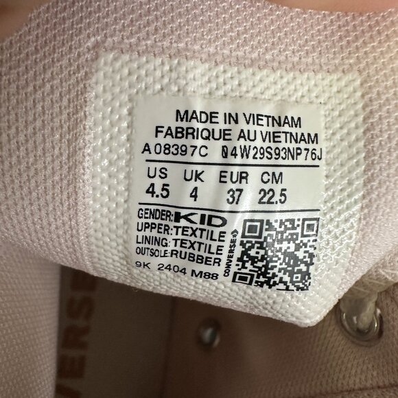 Converse CTAS Lift Youth Size 4.5/Women 6 Light Pink Hightop Shoes - Picture 8 of 8